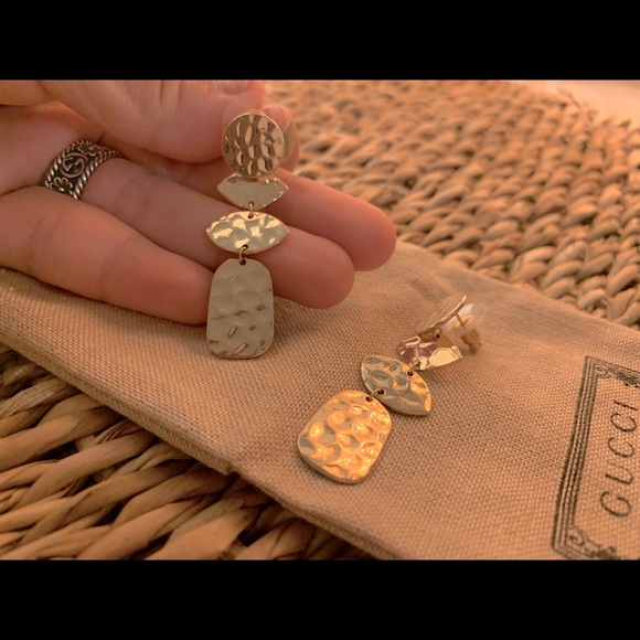 Golden earrings with silver needles - Picture 1 of 5